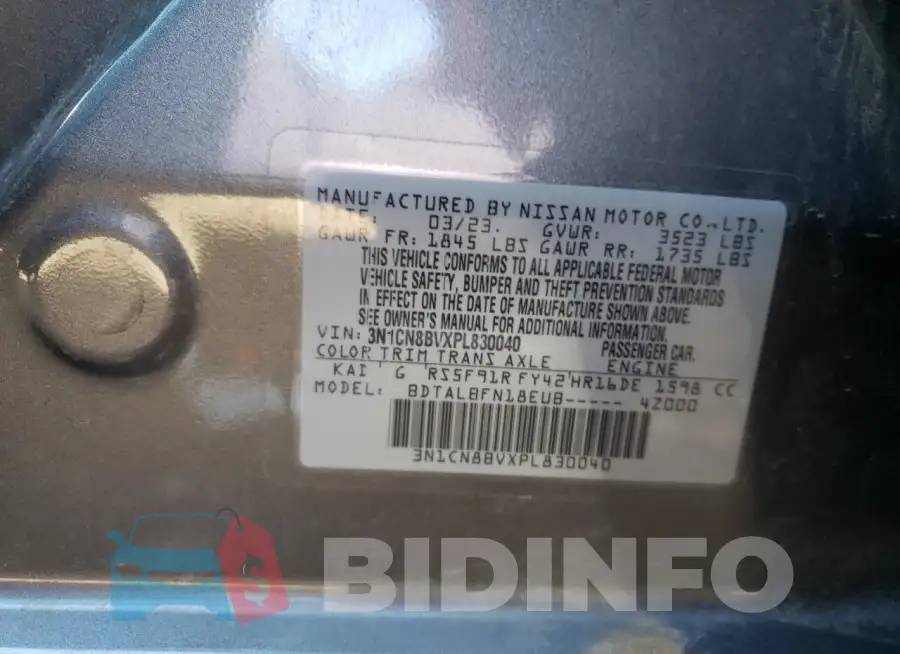 3N1CN8BVXPL830040 Photo# 13