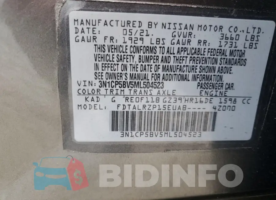 3N1CP5BV5ML504523 Photo# 12