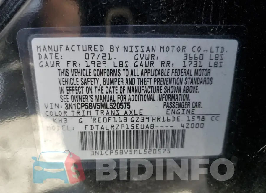 3N1CP5BV5ML520575 Photo# 13