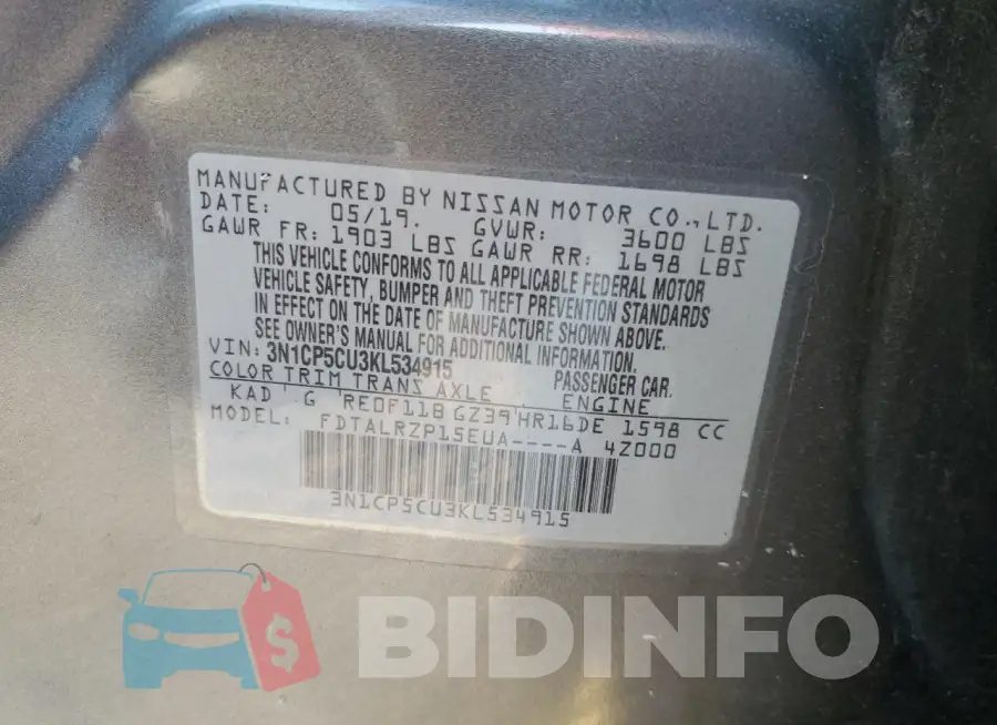 3N1CP5CU3KL534915 Photo# 12