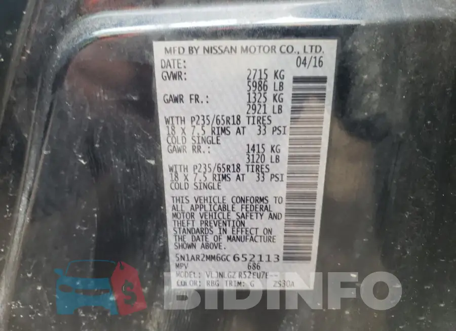 5N1AR2MM6GC652113 Photo# 13