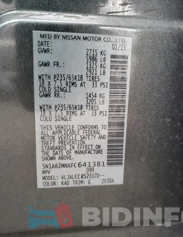 5N1AR2MNXFC641381 Photo# 12