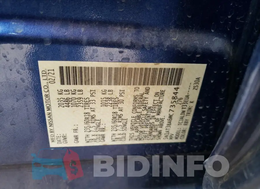 5N1AT3BA6MC735844 Photo# 14