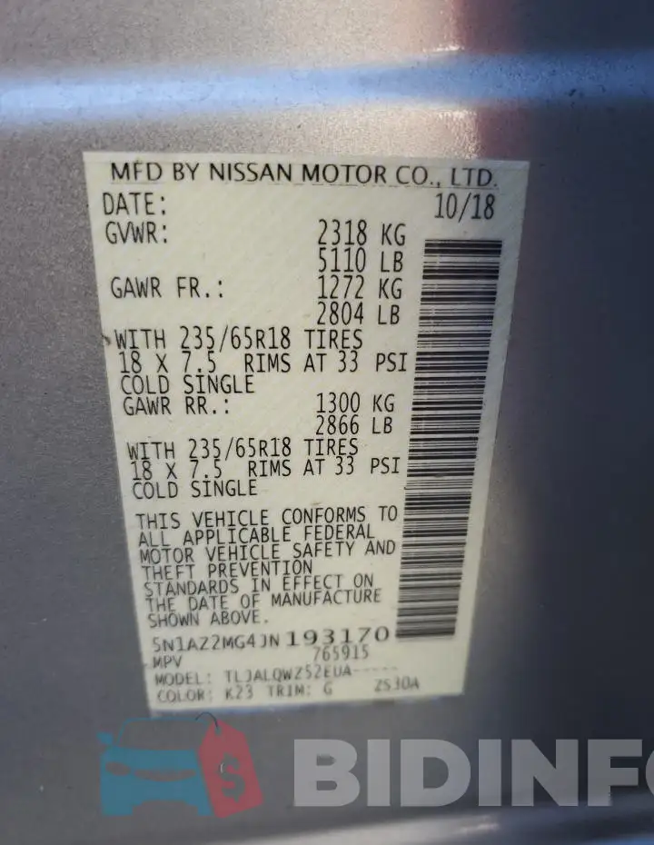5N1AZ2MG4JN193170 Photo# 12