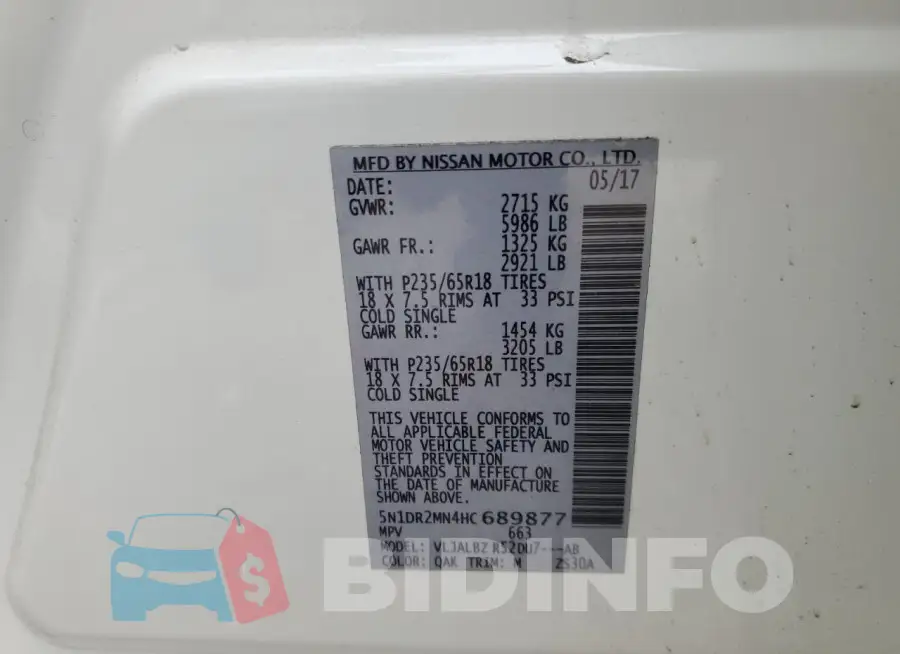 5N1DR2MN4HC689877 Photo# 13
