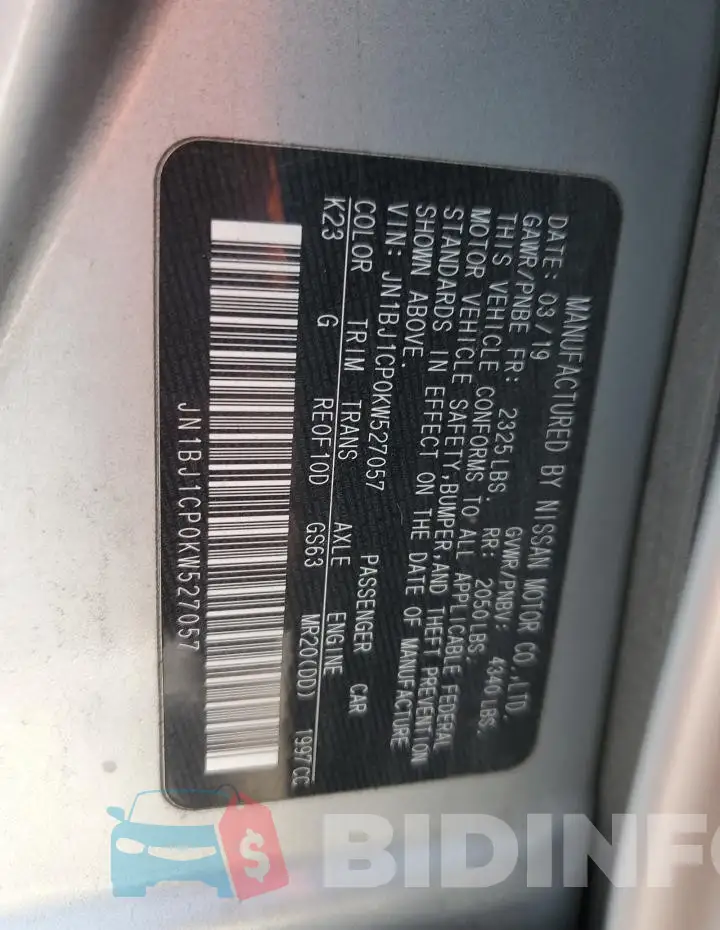 JN1BJ1CP0KW527057 Photo# 13