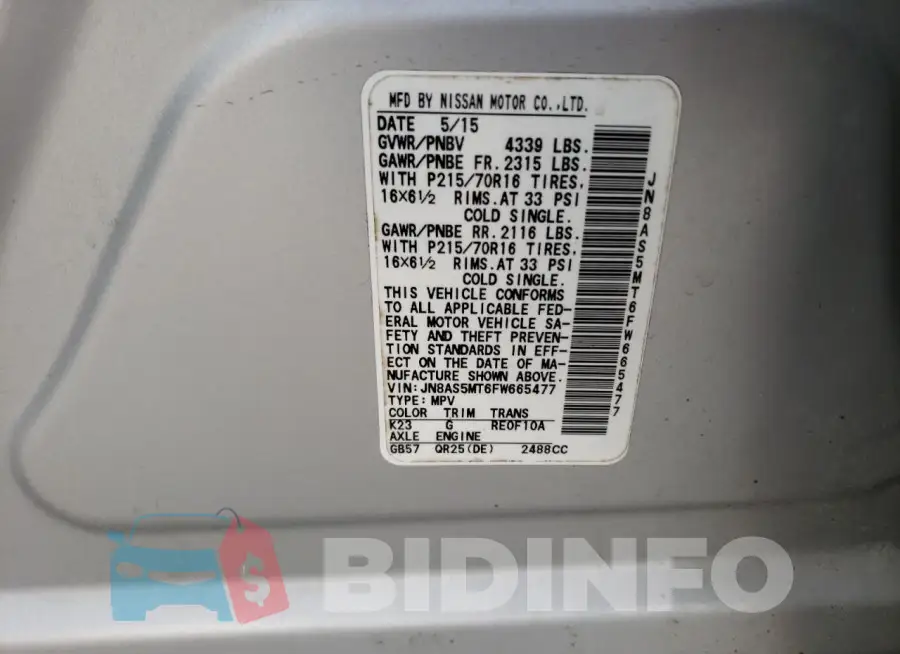 JN8AS5MT6FW665477 Photo# 12