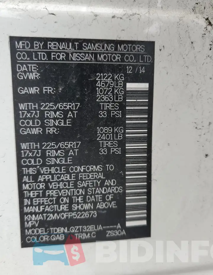 KNMAT2MV0FP522673 Photo# 13