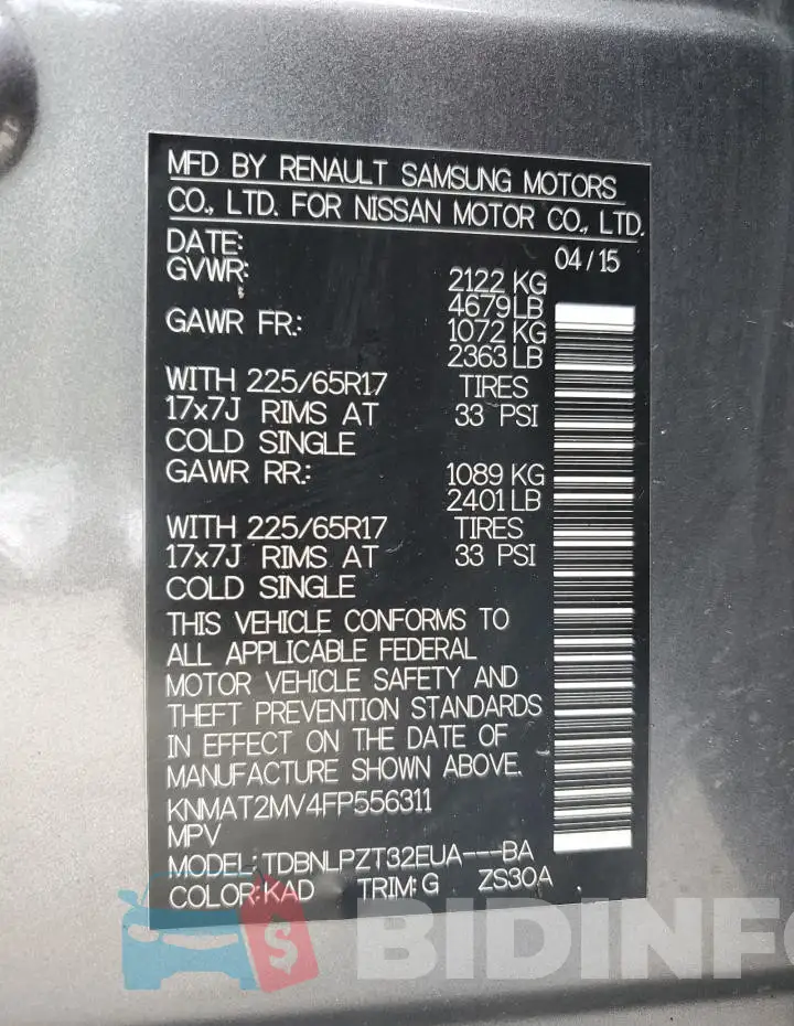 KNMAT2MV4FP556311 Photo# 12