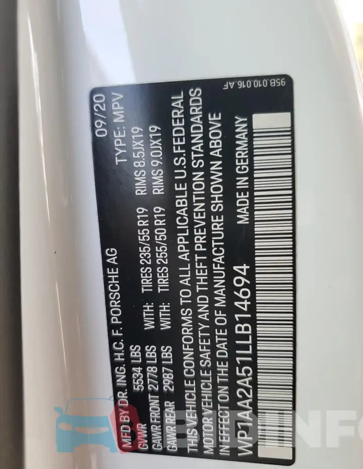 WP1AA2A51LLB14694 Photo# 12