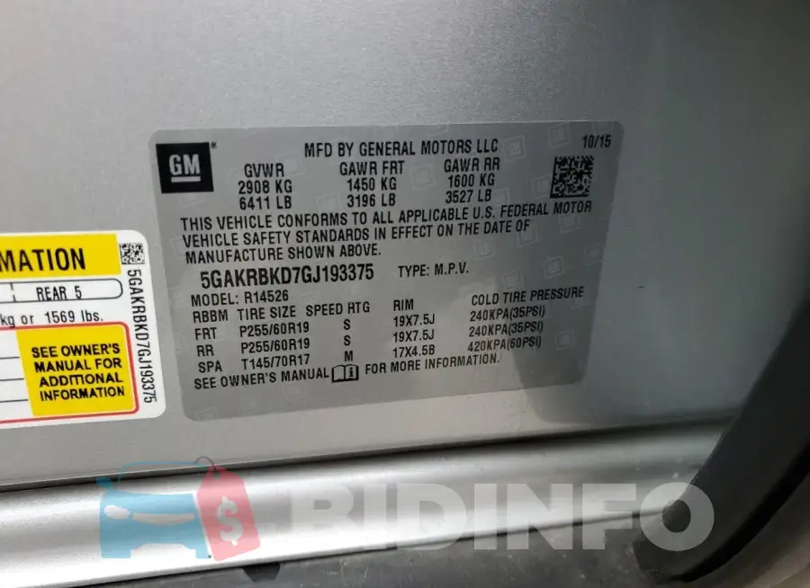5GAKRBKD7GJ193375 Photo# 14