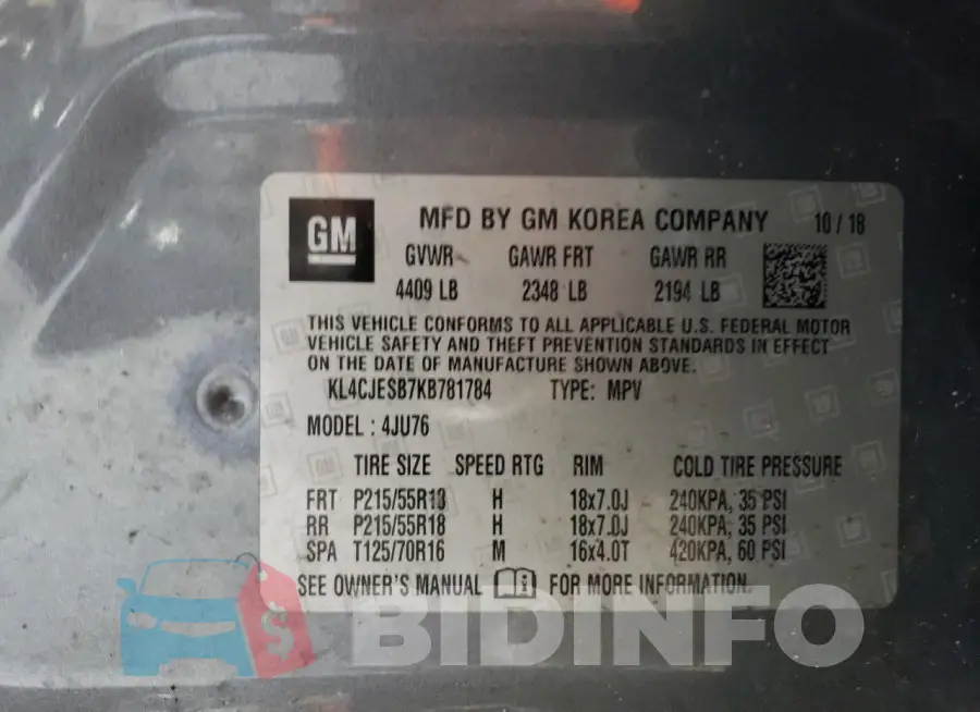 KL4CJESB7KB781784 Photo# 13