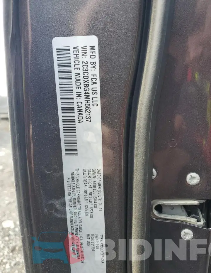 2C3CDXBG4MH562137 Photo# 13