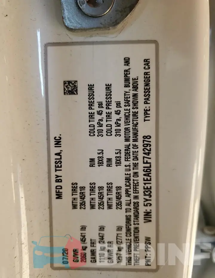 5YJ3E1EA6LF742978 Photo# 12