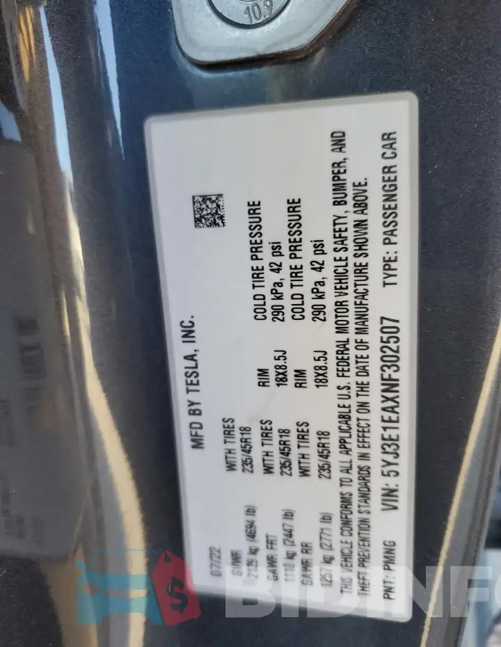 5YJ3E1EAXNF302507 Photo# 12