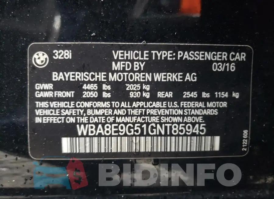 WBA8E9G51GNT85945 Photo# 12