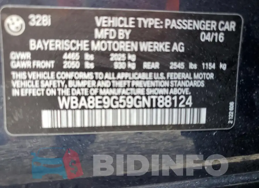 WBA8E9G59GNT88124 Photo# 12