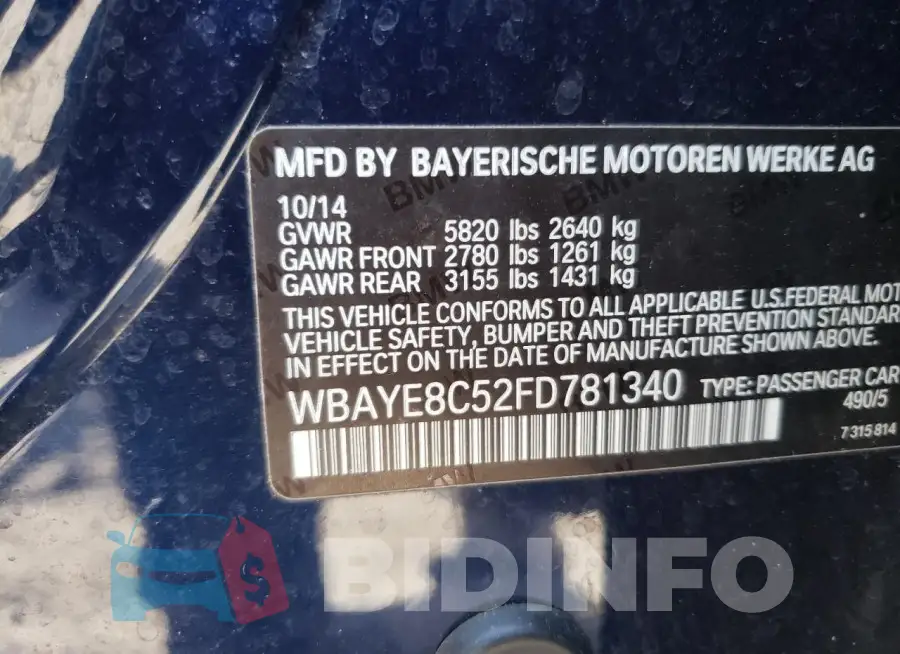 WBAYE8C52FD781340 Photo# 12