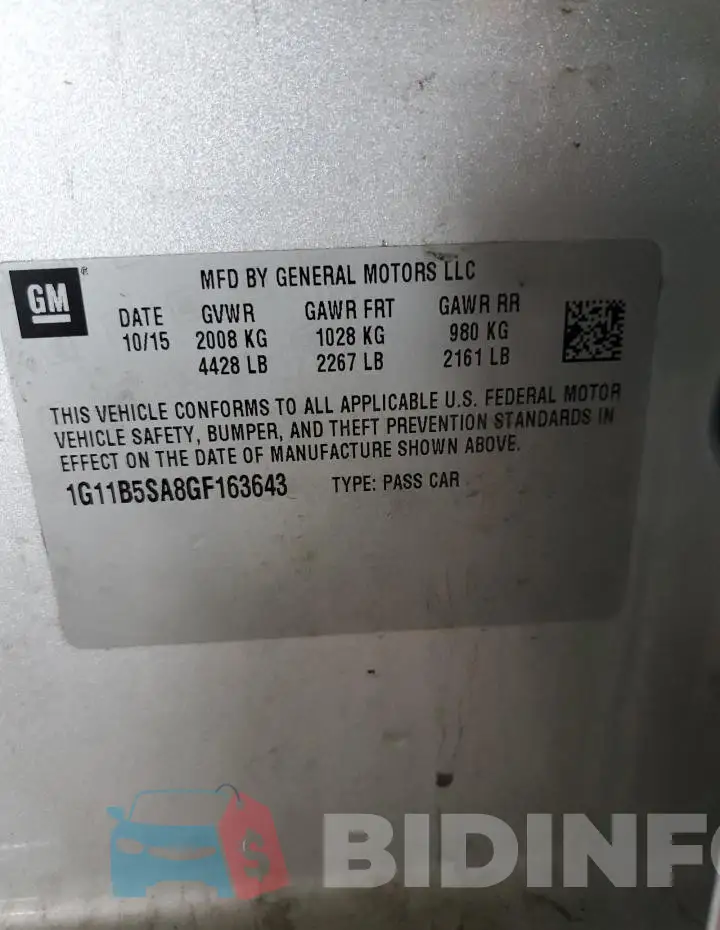 1G11B5SA8GF163643 Photo# 12
