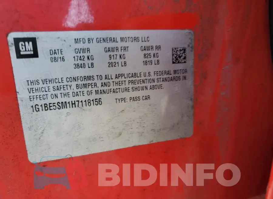 1G1BE5SM1H7118156 Photo# 12