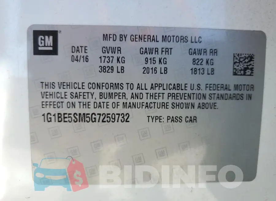 1G1BE5SM5G7259732 Photo# 12