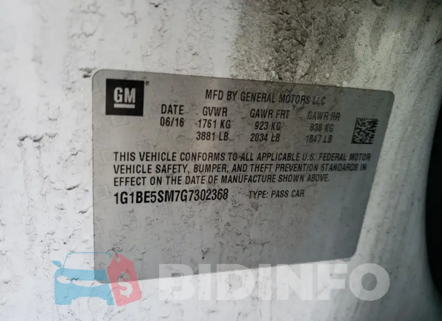 1G1BE5SM7G7302368 Photo# 12