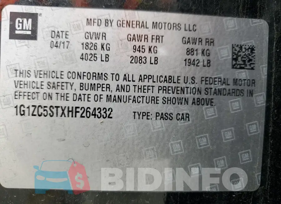 1G1ZC5STXHF264332 Photo# 13