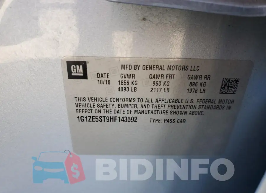 1G1ZE5ST9HF143592 Photo# 12