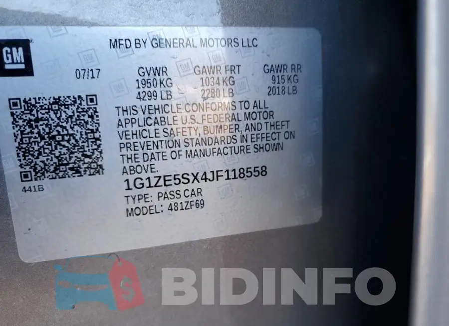 1G1ZE5SX4JF118558 Photo# 12