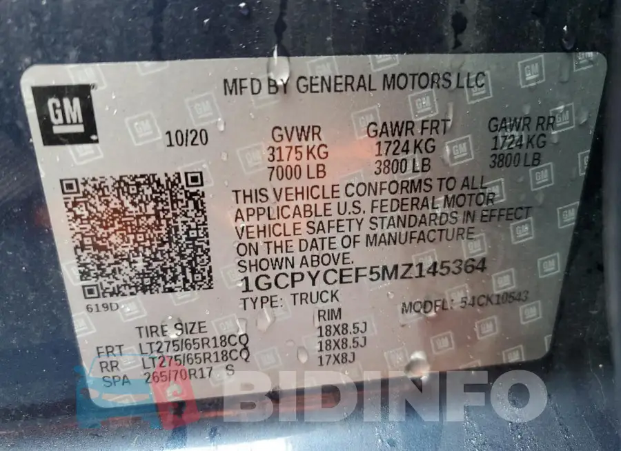 1GCPYCEF5MZ145364 Photo# 12