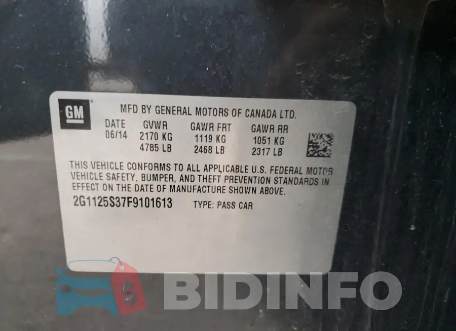 2G1125S37F9101613 Photo# 12