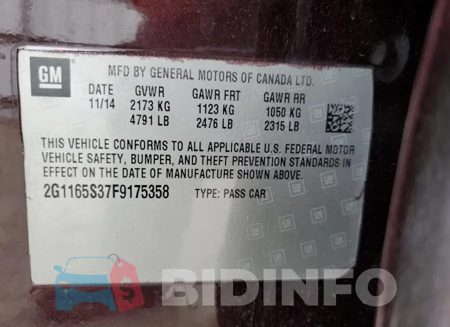 2G1165S37F9175358 Photo# 13