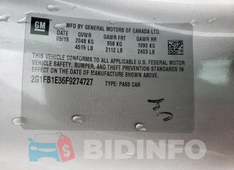 2G1FB1E36F9274727 Photo# 12