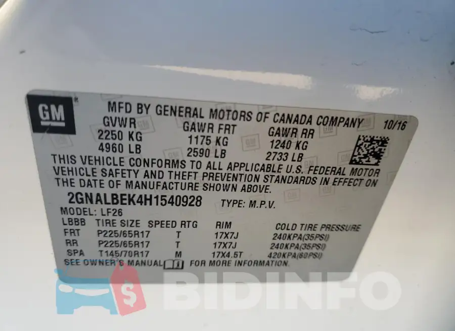 2GNALBEK4H1540928 Photo# 12