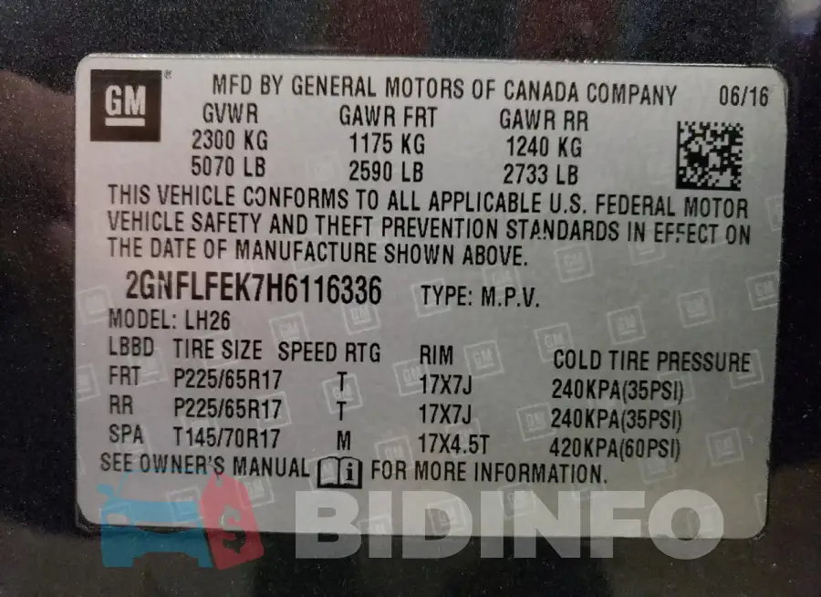 2GNFLFEK7H6116336 Photo# 14