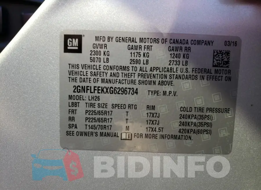 2GNFLFEKXG6296734 Photo# 14