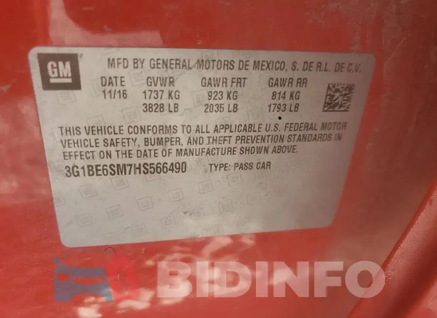 3G1BE6SM7HS566490 Photo# 12