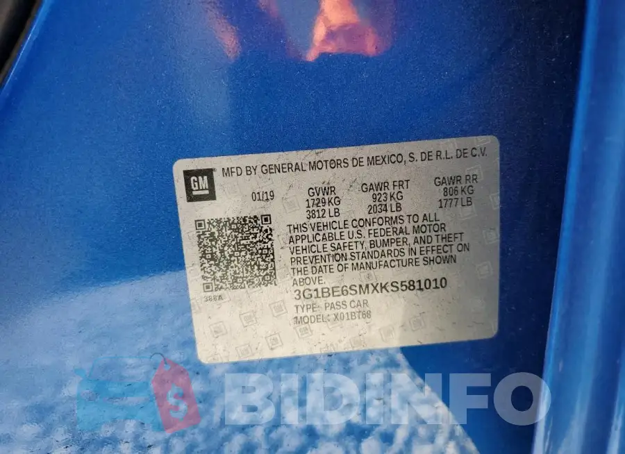 3G1BE6SMXKS581010 Photo# 12