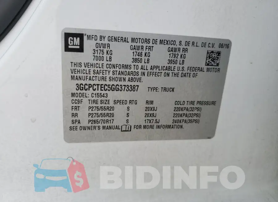 3GCPCTEC5GG373387 Photo# 12