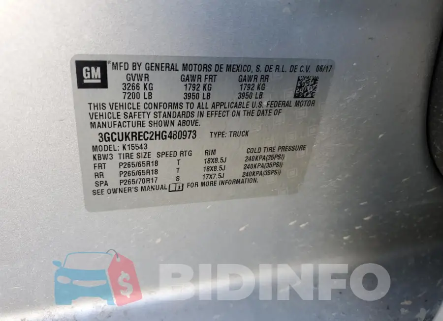 3GCUKREC2HG480973 Photo# 12