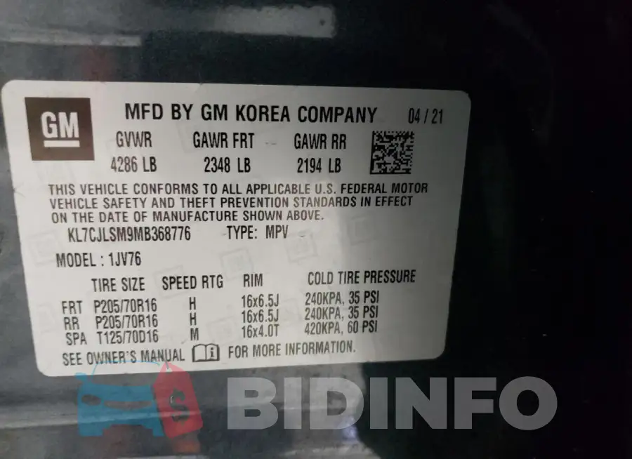 KL7CJLSM9MB368776 Photo# 13