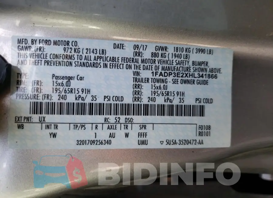 1FADP3E2XHL341866 Photo# 12