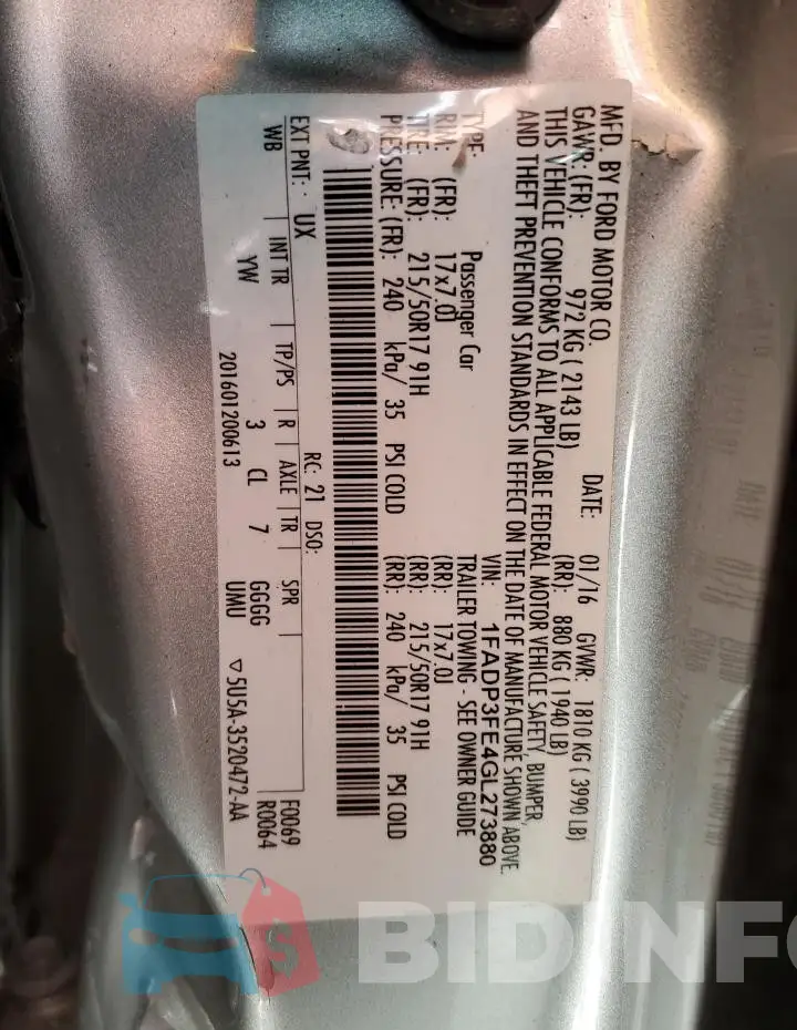 1FADP3FE4GL273880 Photo# 13