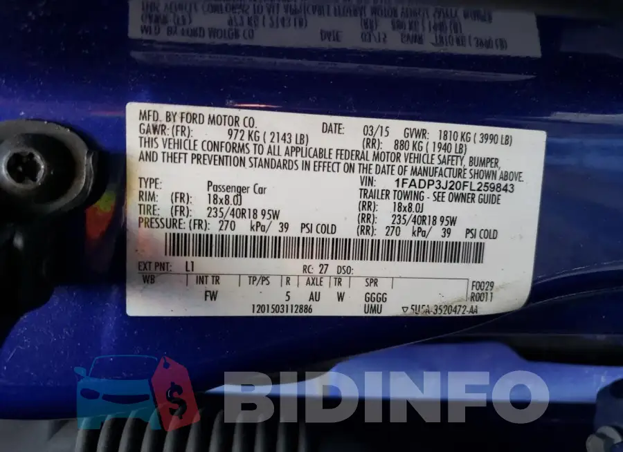 1FADP3J20FL259843 Photo# 12