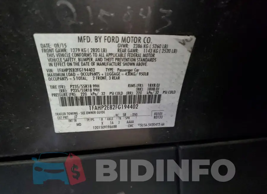 1FAHP2E82FG194402 Photo# 13