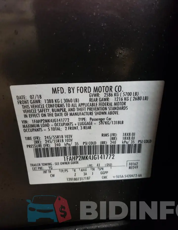 1FAHP2MK4JG141772 Photo# 13