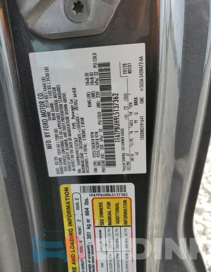 1FATP8UH9L5137362 Photo# 13