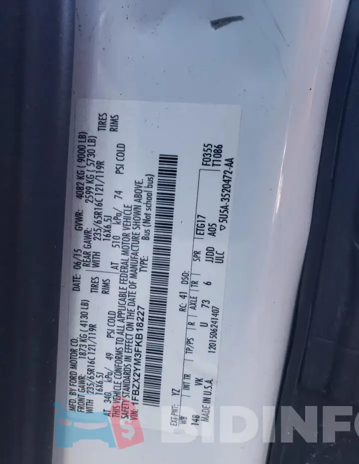 1FBZX2YM3FKB18227 Photo# 13