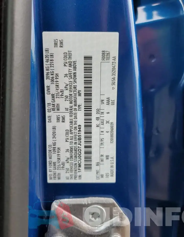 1FMCU0GD7JUB51949 Photo# 12