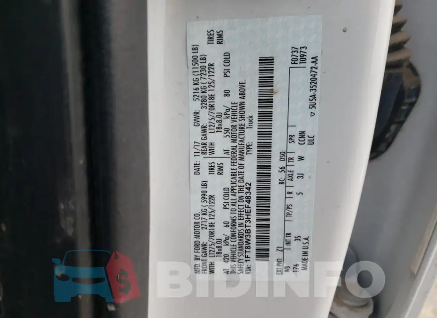 1FT8W3BT3HEF48342 Photo# 12